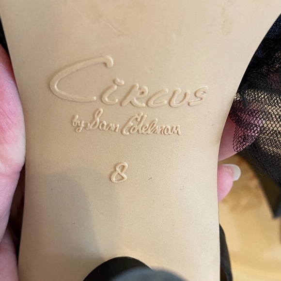 Circus-NY Sam Edelman,PointedToe Gauzy Ruffle Dress Ankle Strap Heels,Blk Size 8 - Picture 12 of 13